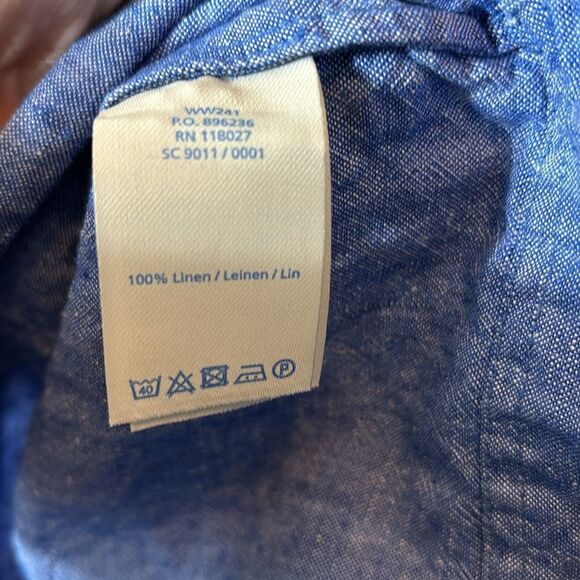 Boden women’s 12L 100% linen chambray tank dress v front patch pockets - Picture 6 of 6